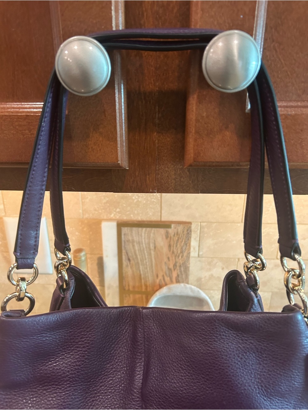 Coach Madison Phoebe plum pebbled triple compartment leather shoulder bag - Picture 5 of 13